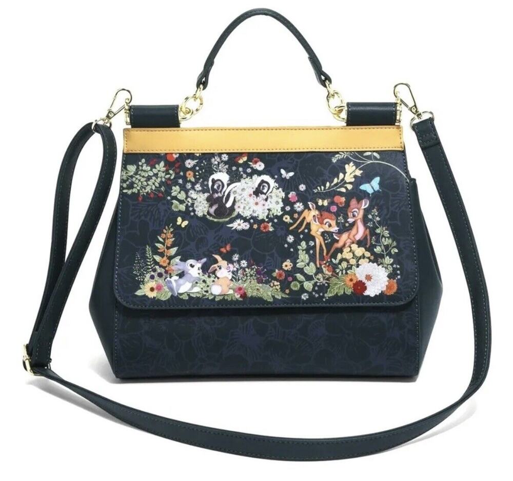 Loungefly Bambi Crossbody Handbag Bag Green Floral Forest Friends Disney